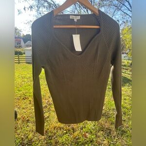 Hooked Up by IOT Camo Green Light Ribbed Sweater